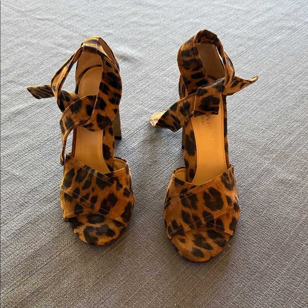 Marion Parke Bella Crisscross Ankle-tie Sandals In Leopard